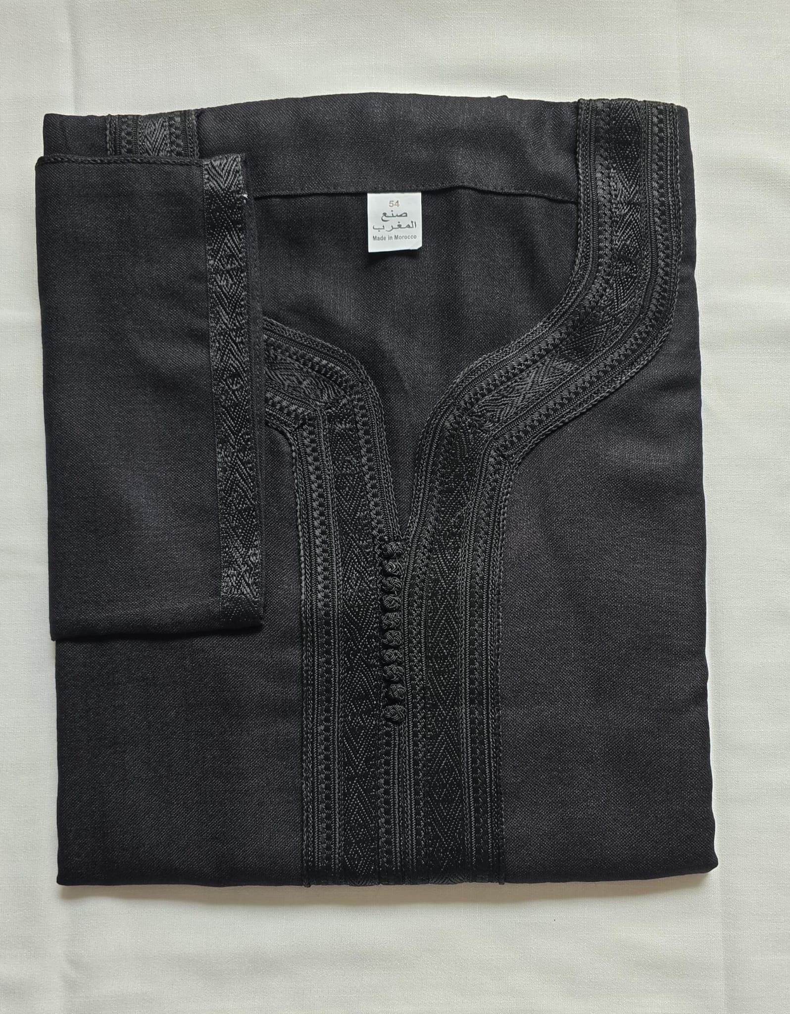 Charcoal Black Moroccan Gandoura